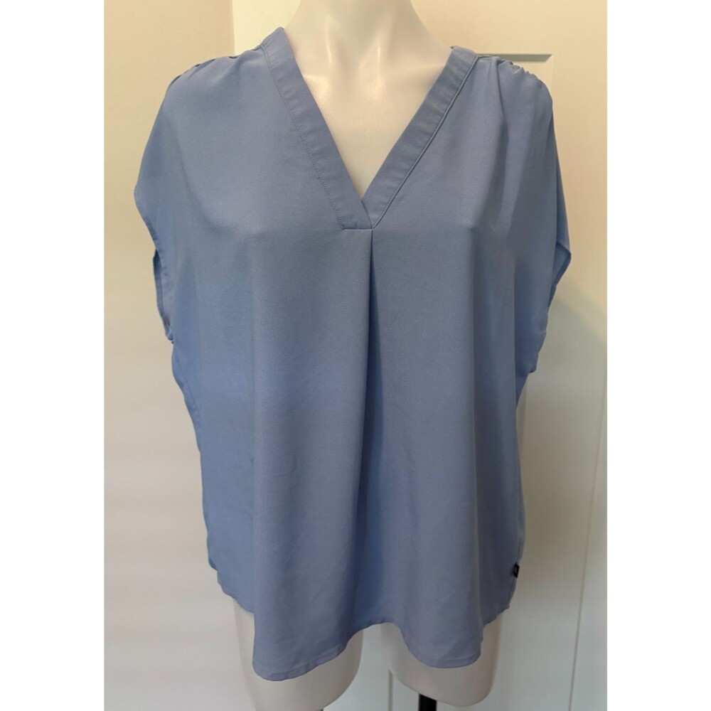 BANANA REPUBLIC Womens TOP Short Sleeve BLUE V-Neck Size L